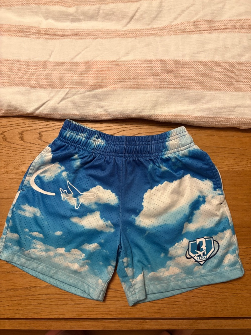 Cloud Print Kids Athletic Shorts - Blue